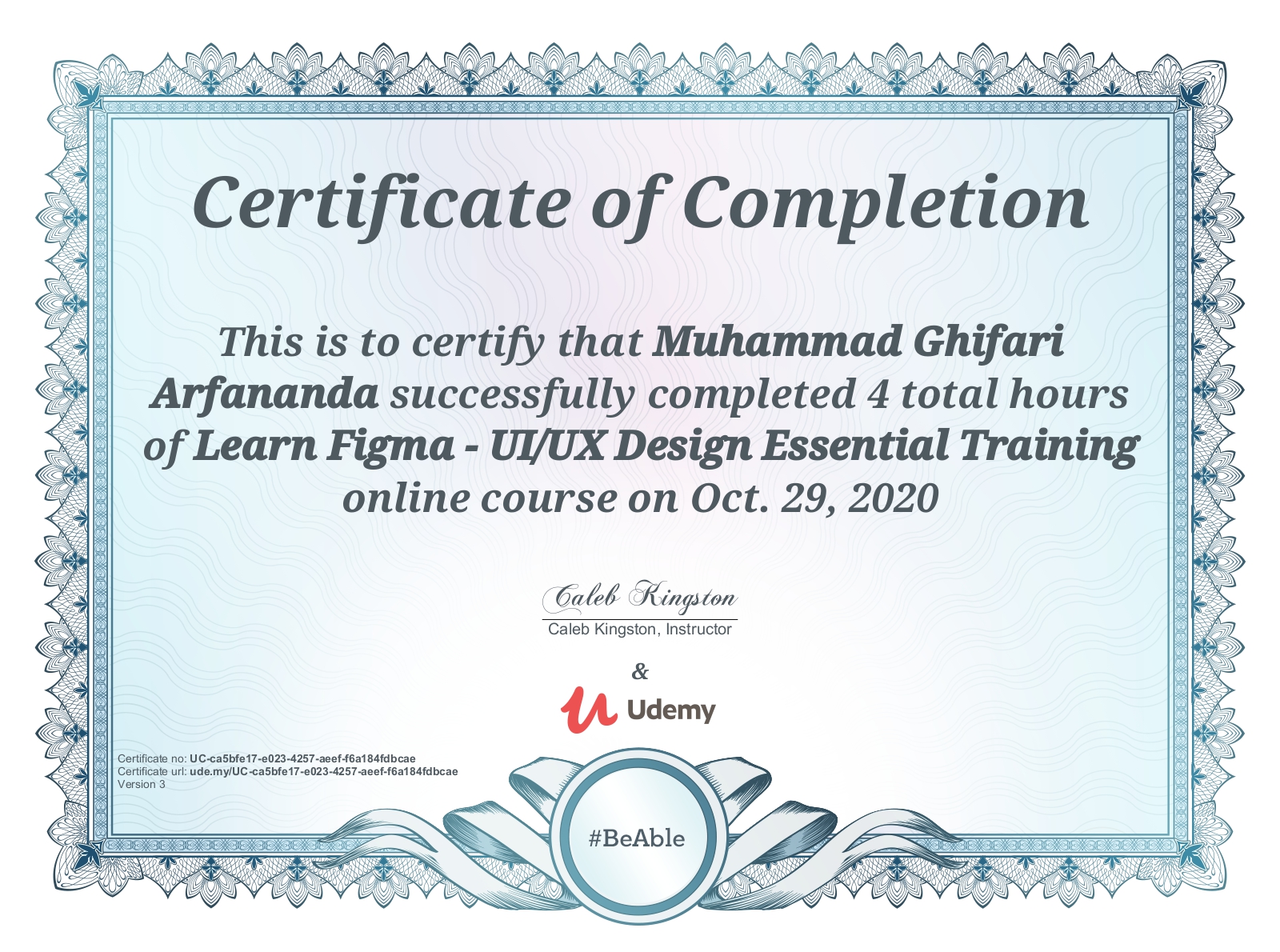 Learn Figma - UI/UX Design Essential Training certificate from Udemy