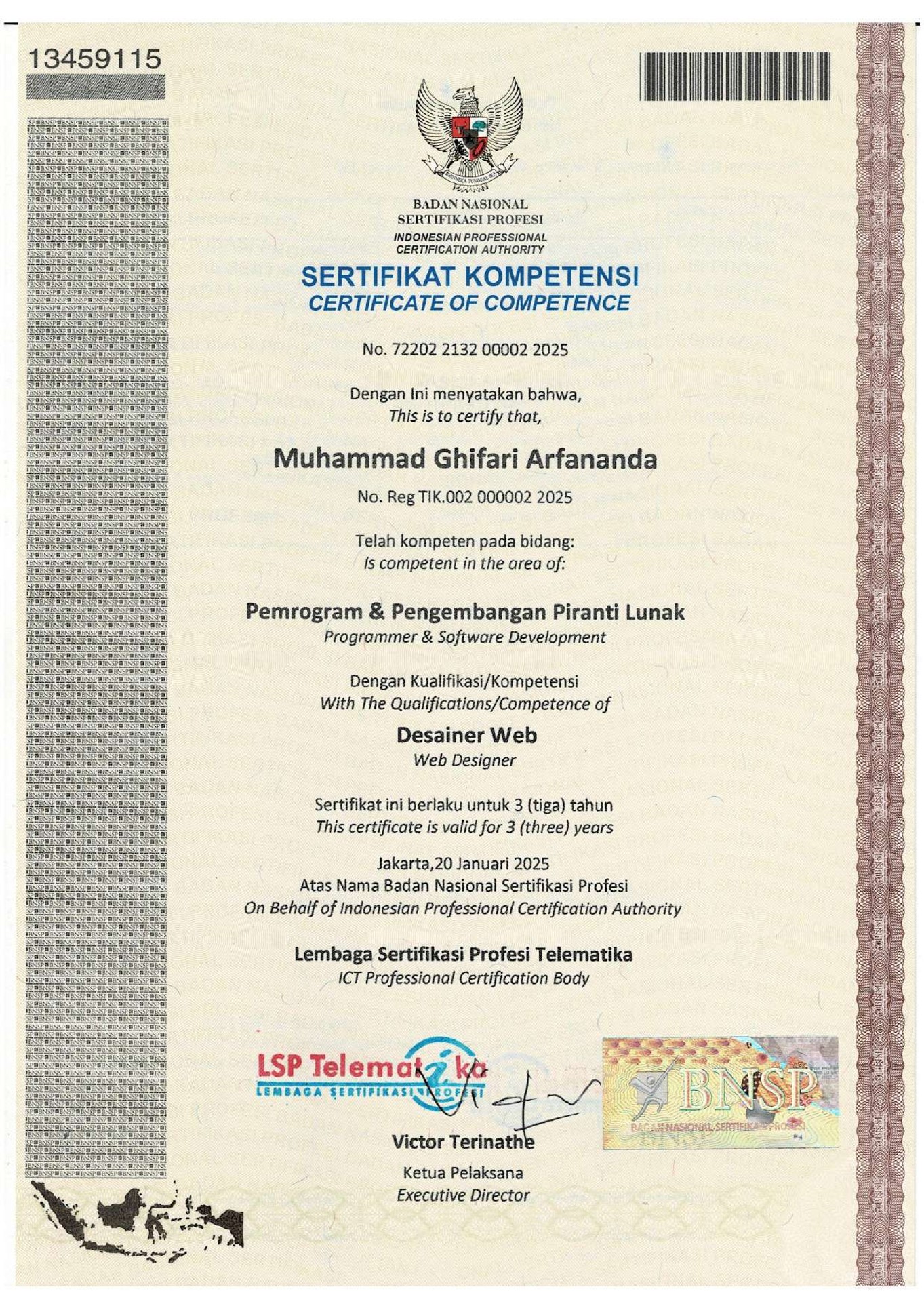 Uji Kompetensi Sertifikasi BNSP - Web Designer certificate from Badan Nasional Sertifikasi Profesi (BNSP)